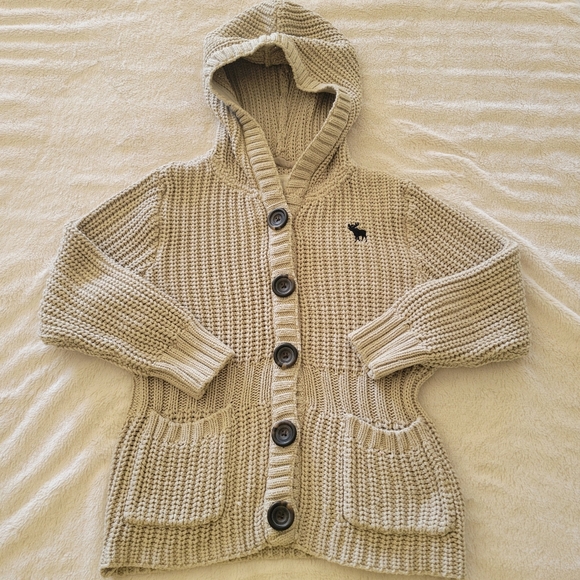 Abercrombie & Fitch Sweaters - Abercrombie & Fitch Vintage Chunky Cable Knit Hooded Neutral Cardigan *sz M*